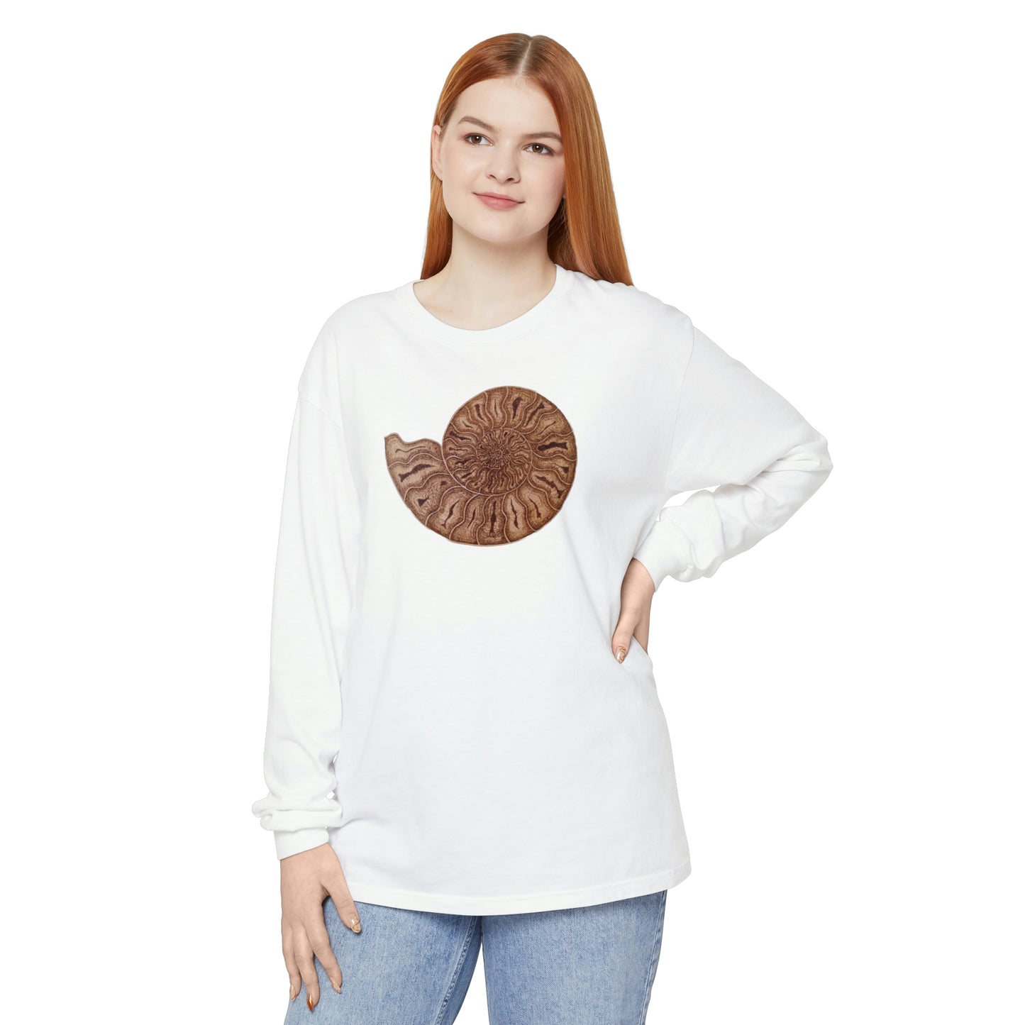 Unisex Garment-dyed Long Sleeve T-Shirt - Half Moon