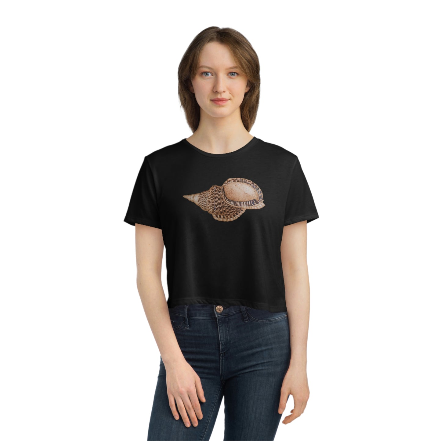 Women's Flowy Cropped Tee - Triton Conch