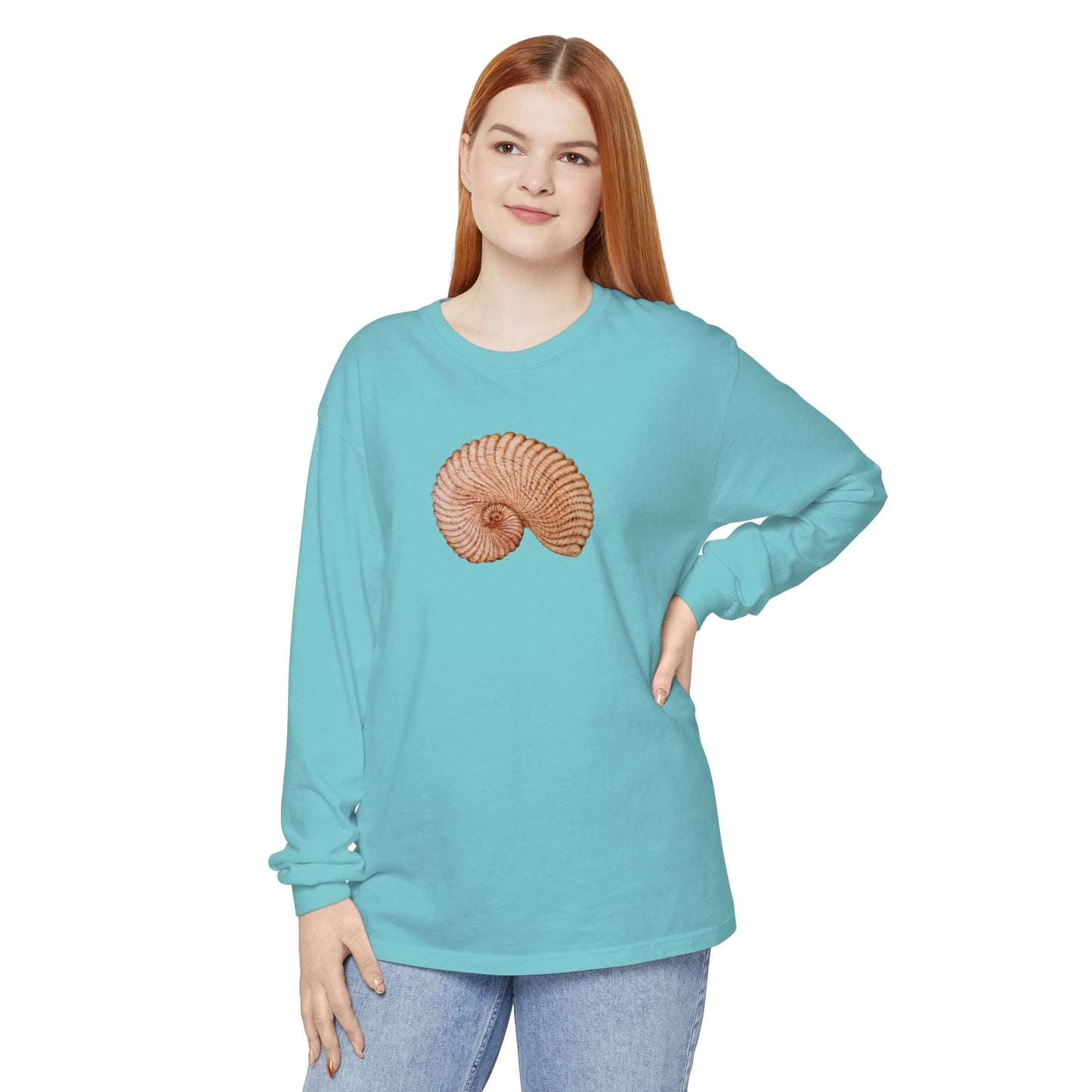 Unisex Garment-dyed Long Sleeve T-Shirt - Heaven Shell