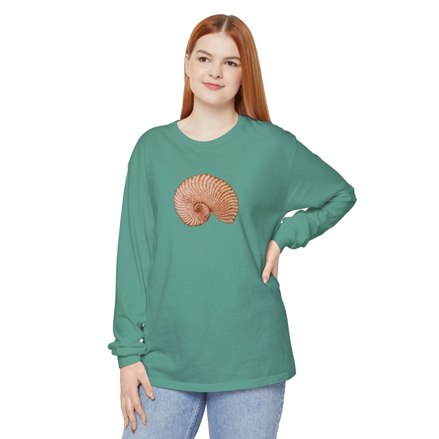 Unisex Garment-dyed Long Sleeve T-Shirt - Heaven Shell