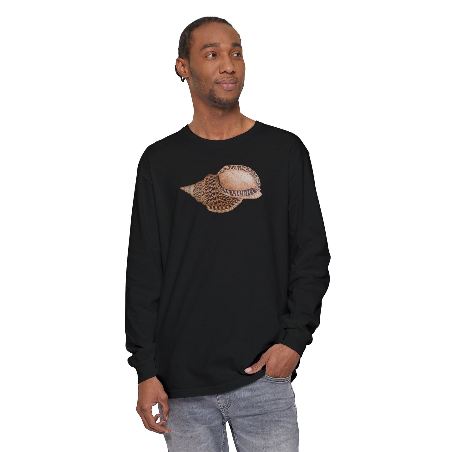 Unisex Garment-dyed Long Sleeve T-Shirt - Triton Conch