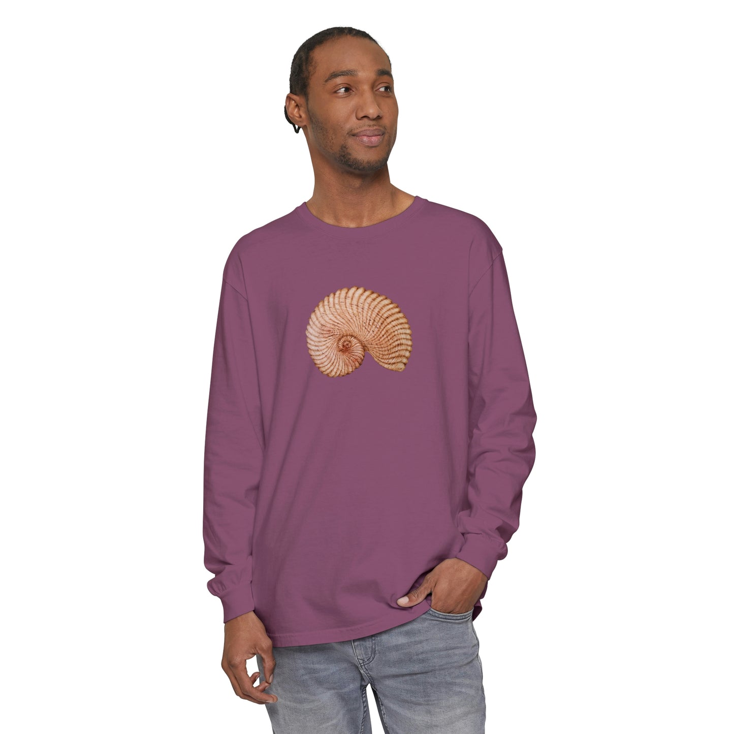 Unisex Garment-dyed Long Sleeve T-Shirt - Heaven Shell