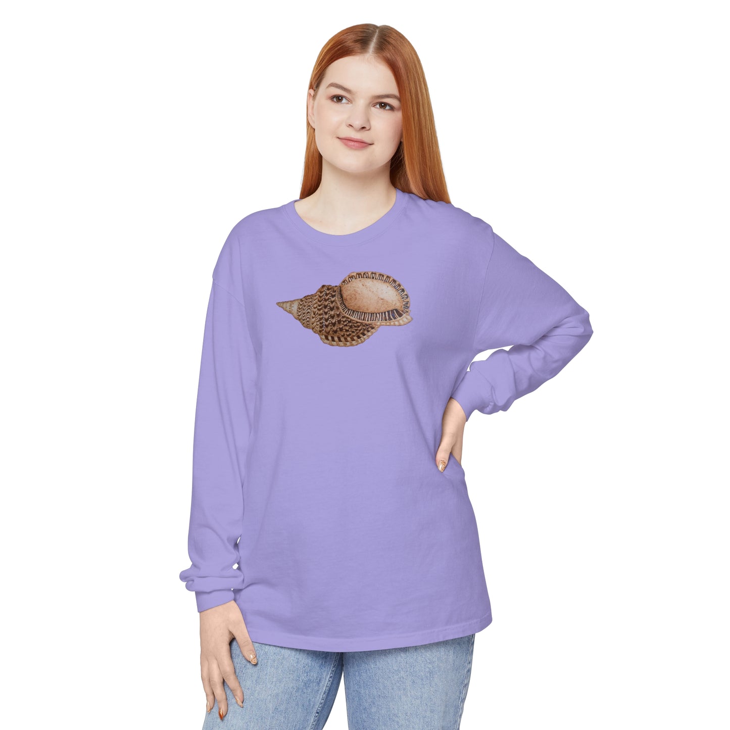 Unisex Garment-dyed Long Sleeve T-Shirt - Triton Conch