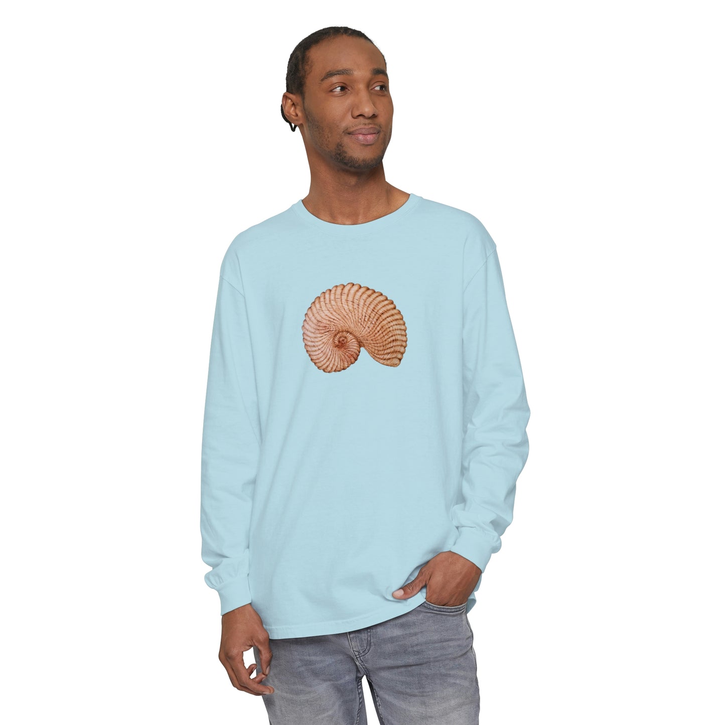 Unisex Garment-dyed Long Sleeve T-Shirt - Heaven Shell