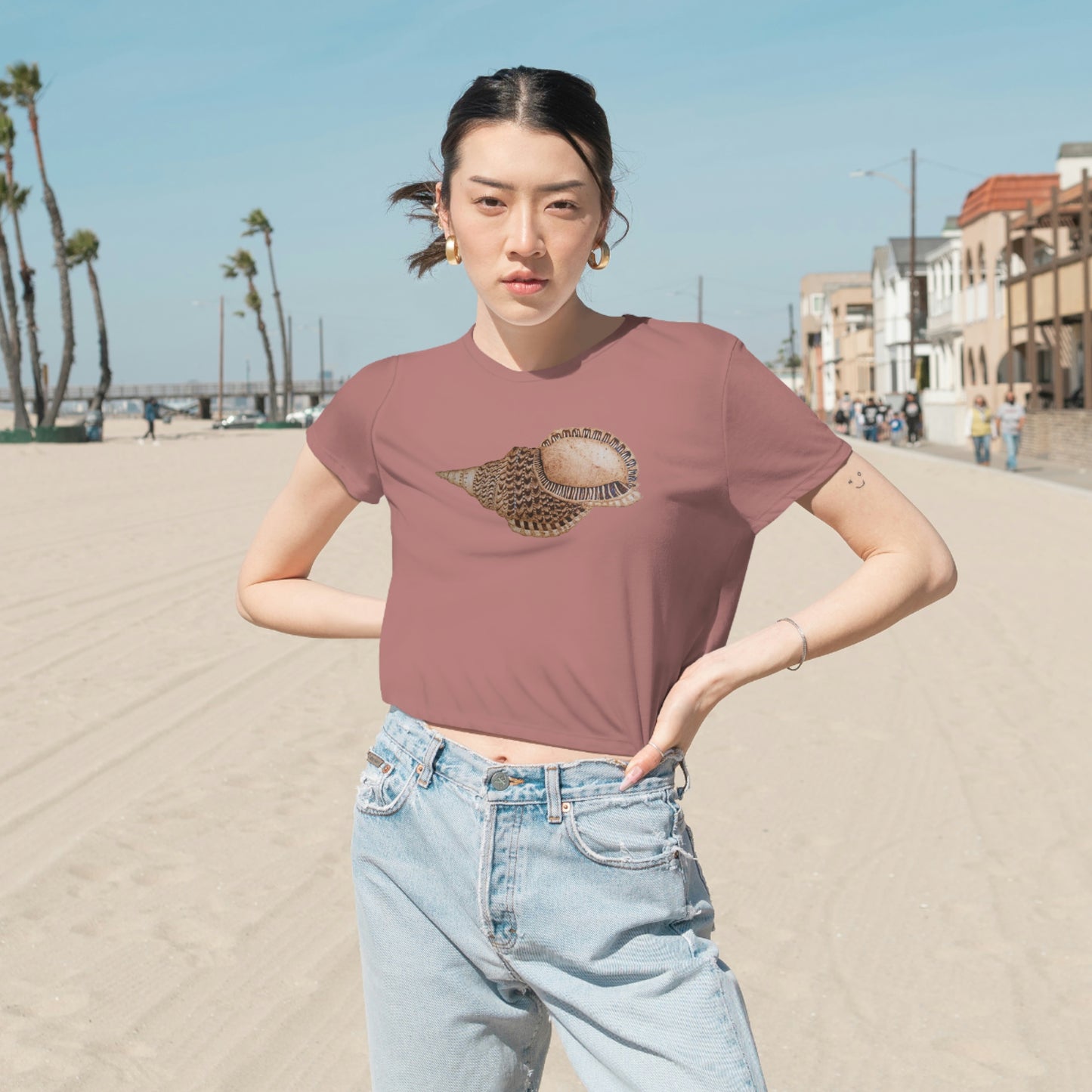 Women's Flowy Cropped Tee - Triton Conch