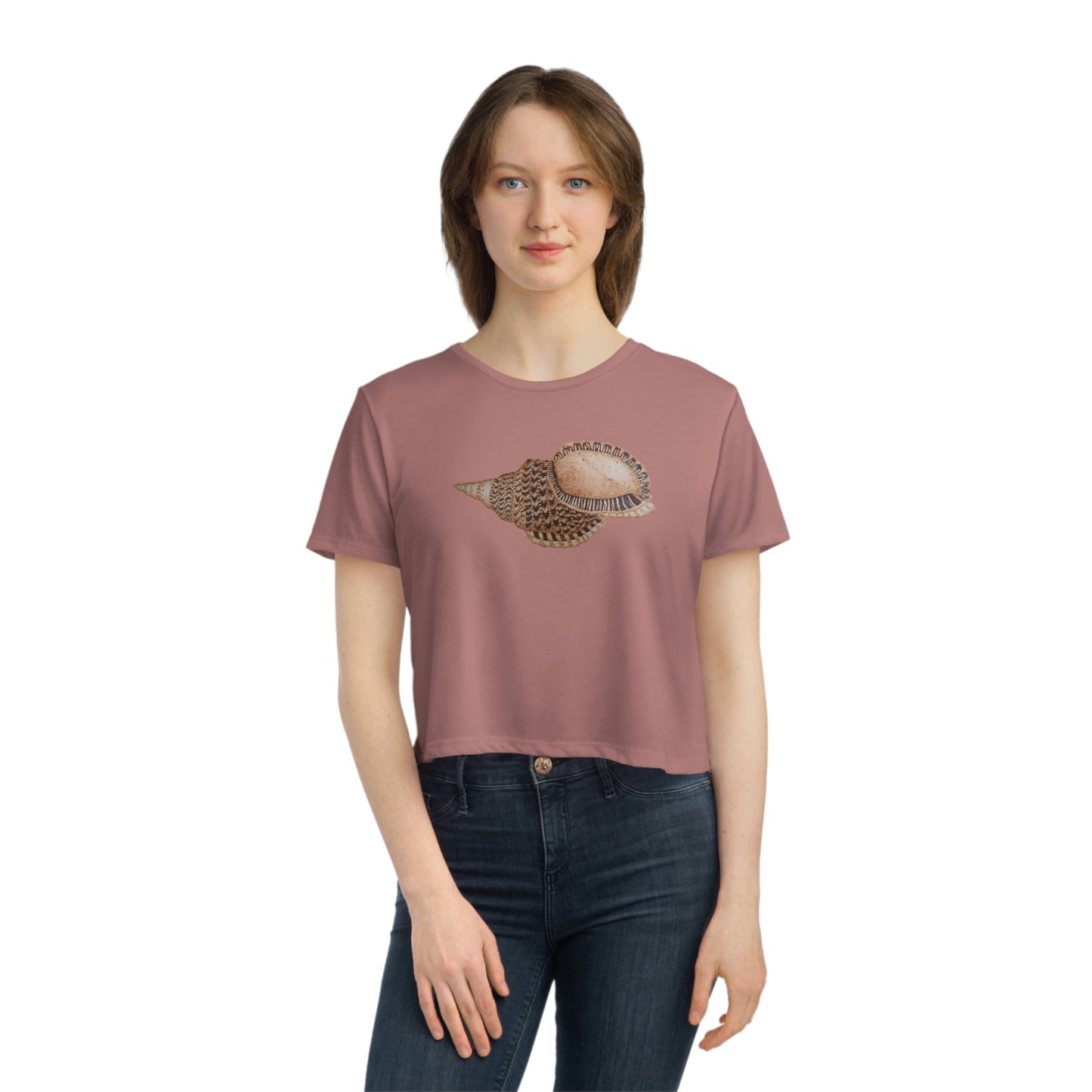 Women's Flowy Cropped Tee - Triton Conch