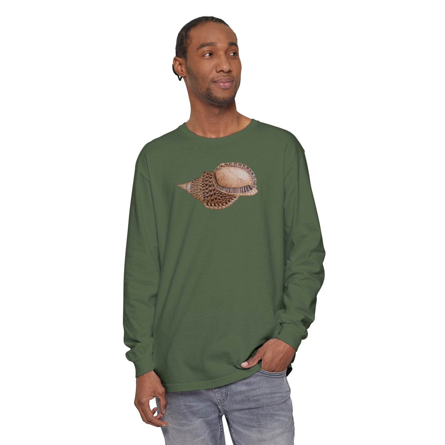 Unisex Garment-dyed Long Sleeve T-Shirt - Triton Conch