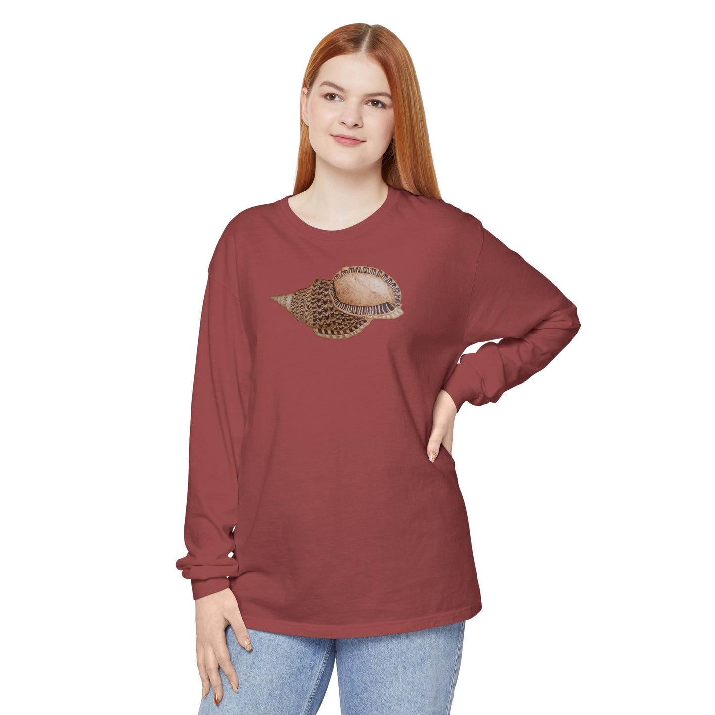 Unisex Garment-dyed Long Sleeve T-Shirt - Triton Conch