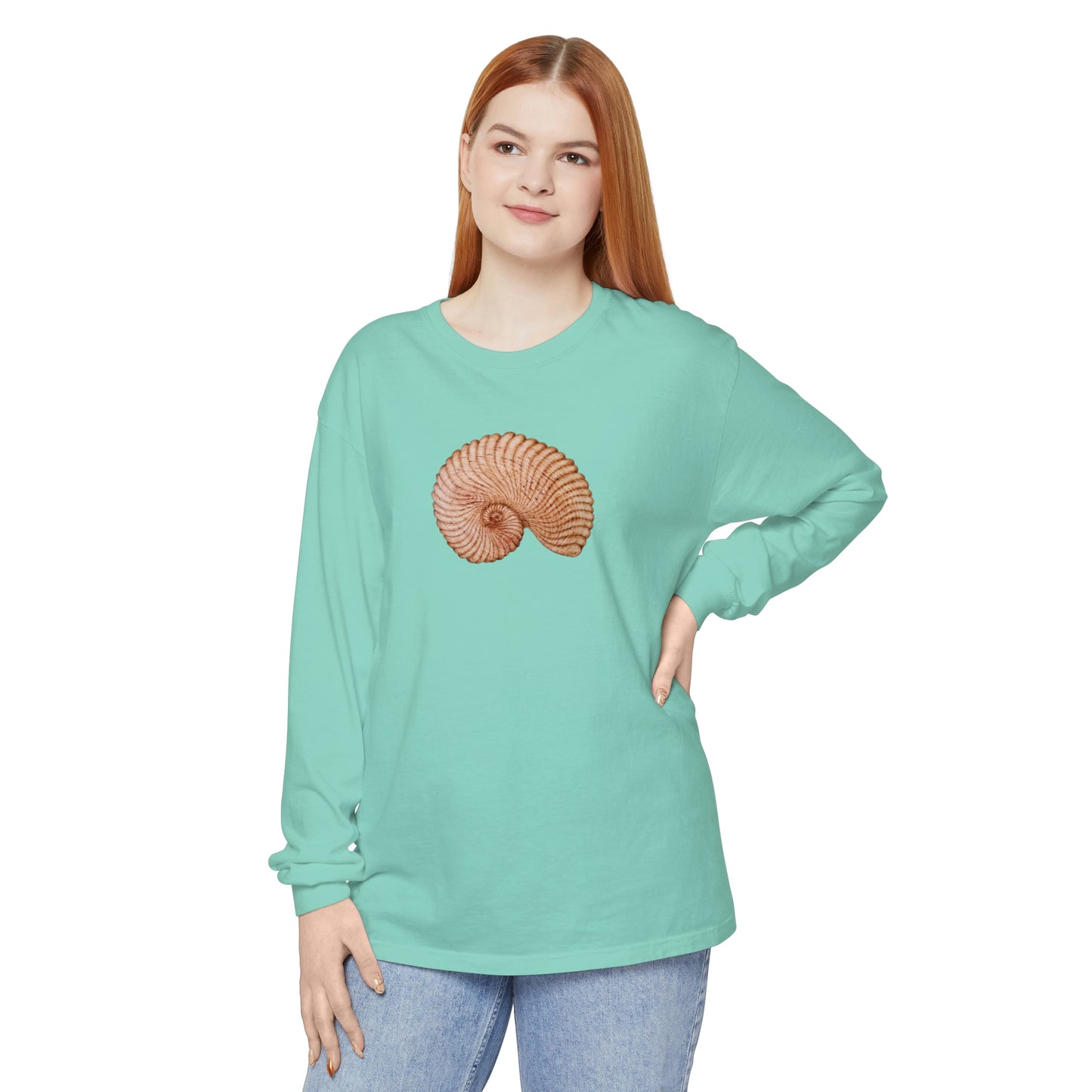 Unisex Garment-dyed Long Sleeve T-Shirt - Heaven Shell