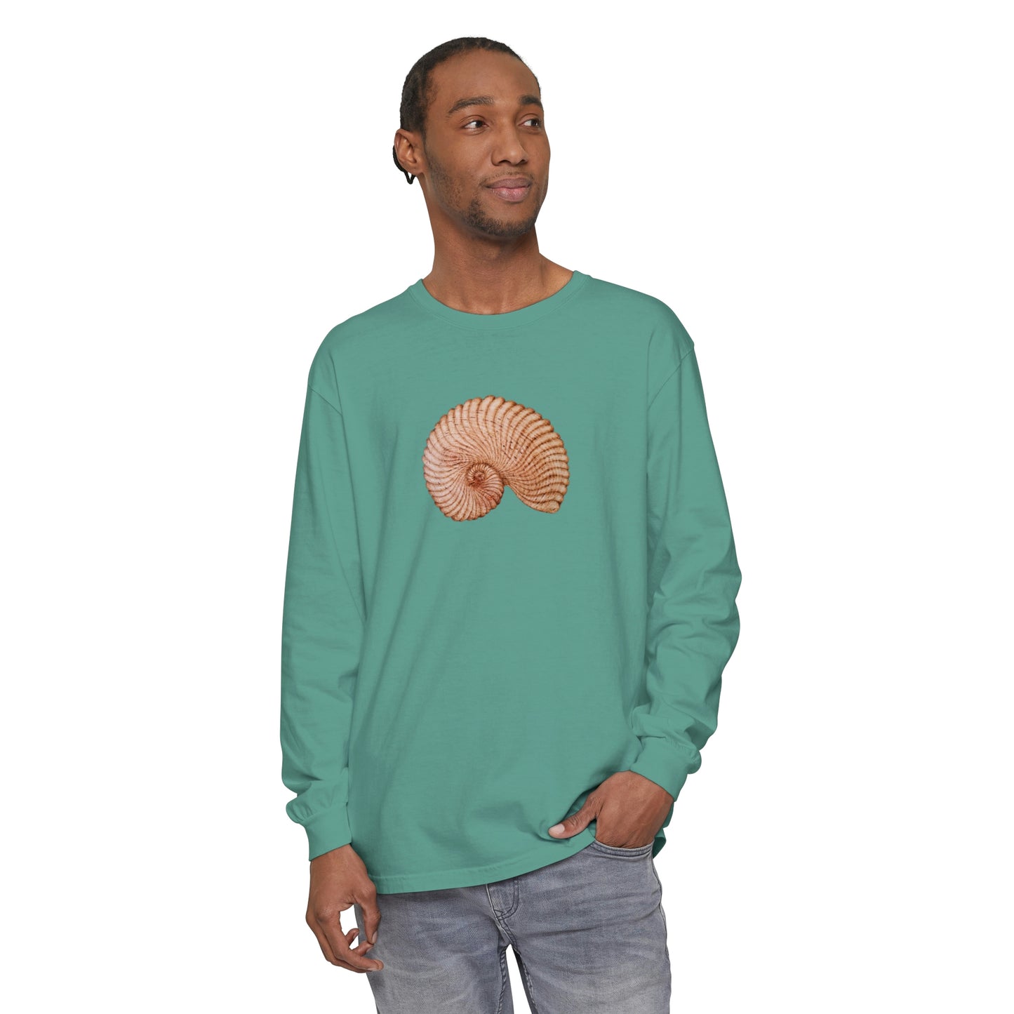 Unisex Garment-dyed Long Sleeve T-Shirt - Heaven Shell