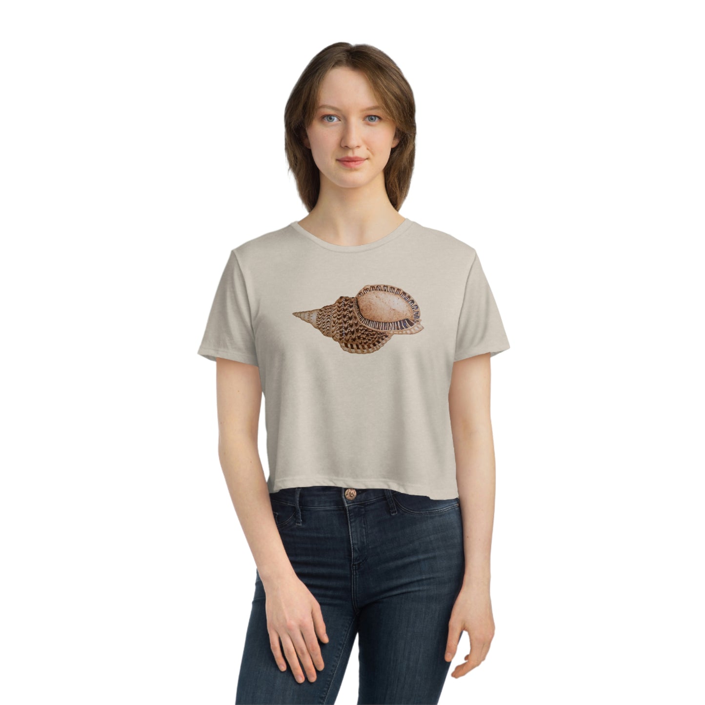 Women's Flowy Cropped Tee - Triton Conch