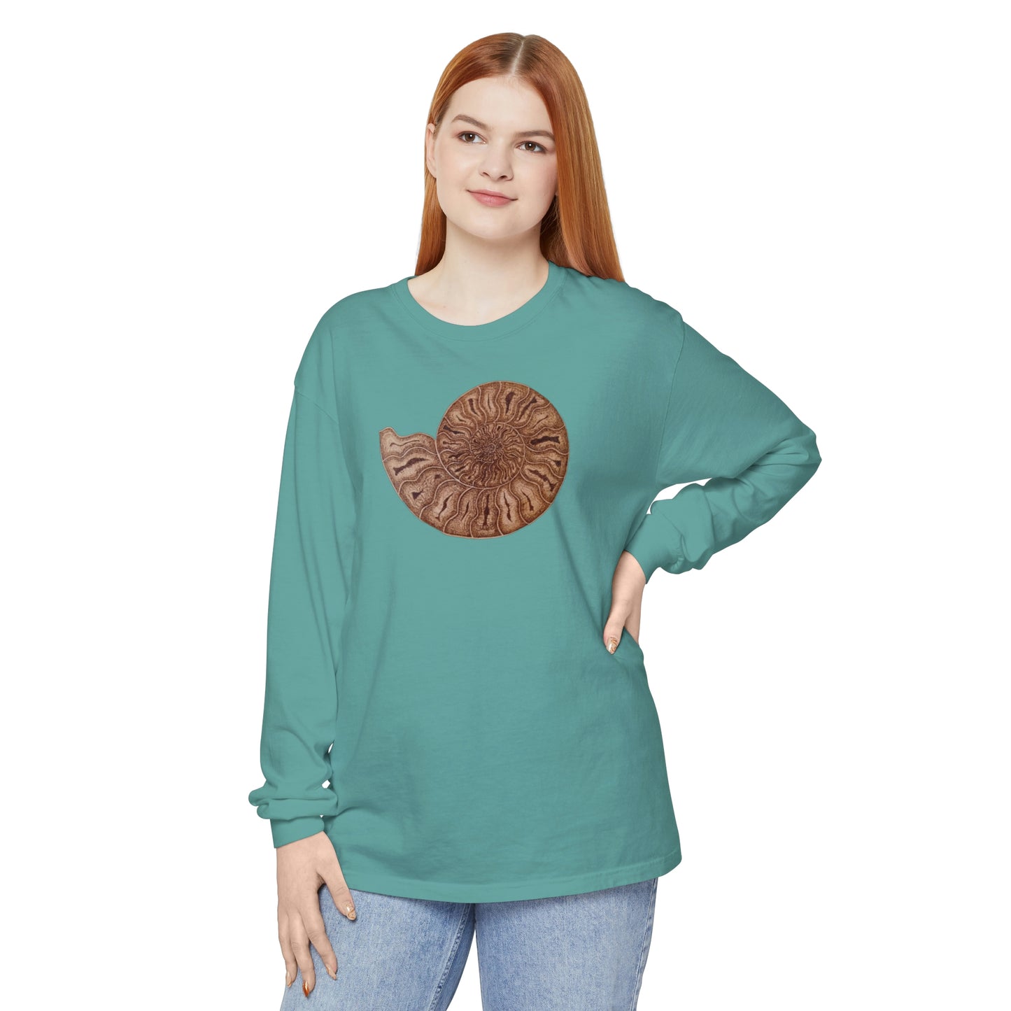 Unisex Garment-dyed Long Sleeve T-Shirt - Half Moon