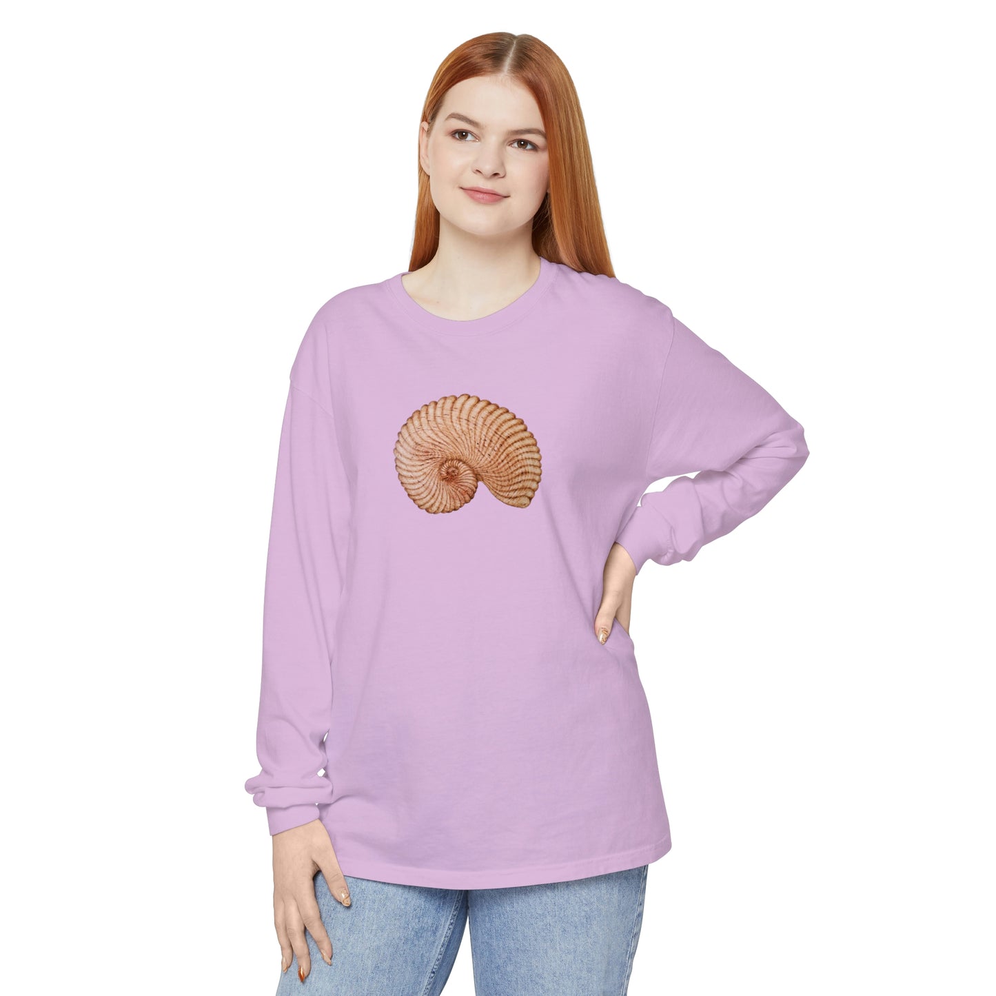 Unisex Garment-dyed Long Sleeve T-Shirt - Heaven Shell