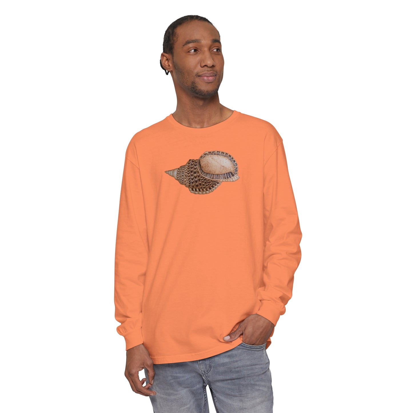 Unisex Garment-dyed Long Sleeve T-Shirt - Triton Conch