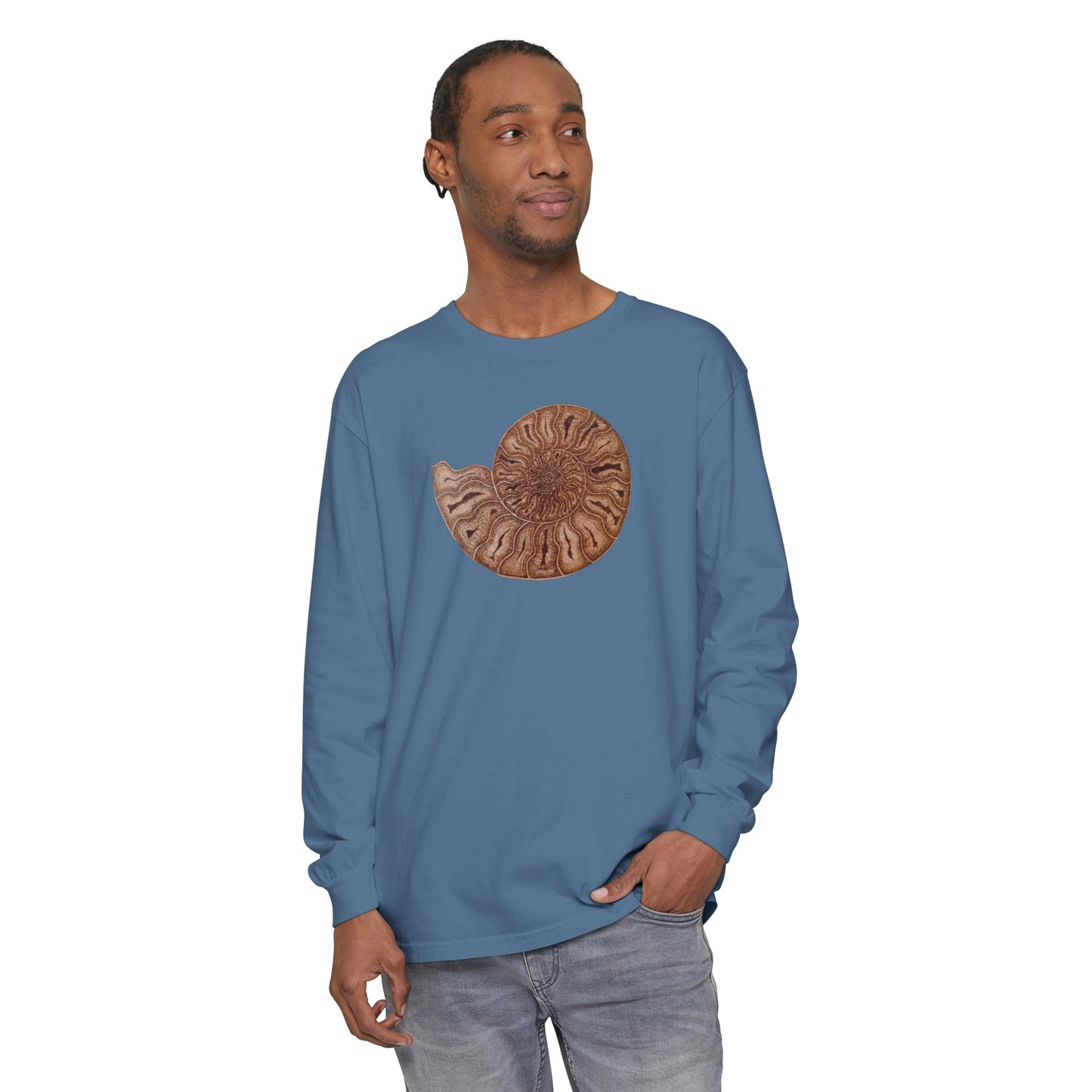 Unisex Garment-dyed Long Sleeve T-Shirt - Half Moon