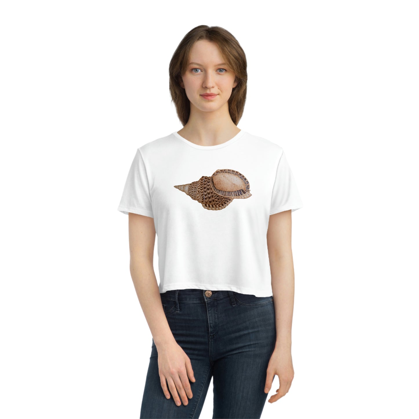 Women's Flowy Cropped Tee - Triton Conch