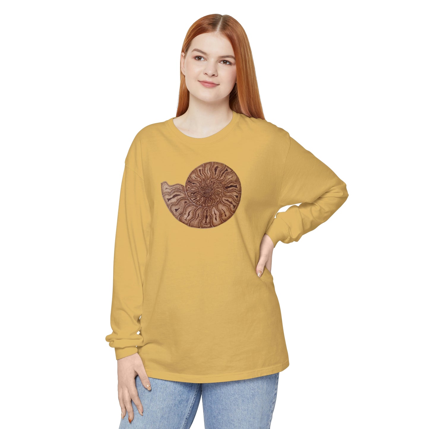 Unisex Garment-dyed Long Sleeve T-Shirt - Half Moon