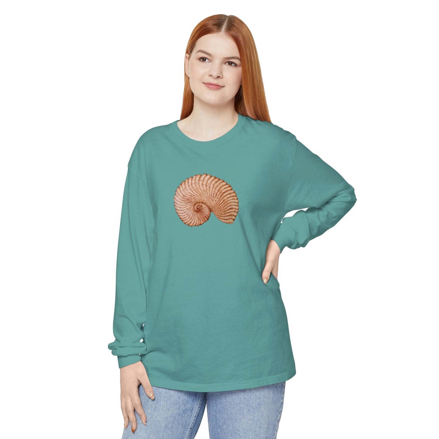 Unisex Garment-dyed Long Sleeve T-Shirt - Heaven Shell