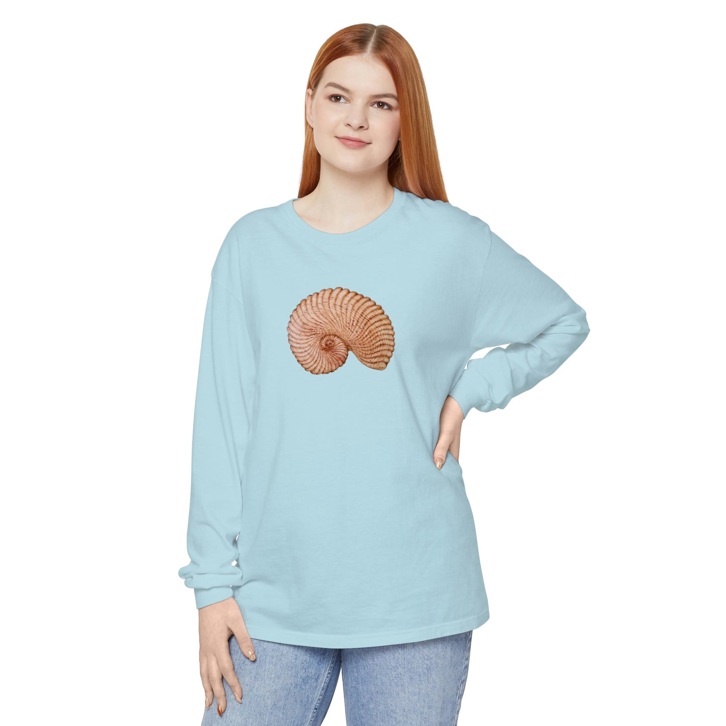 Unisex Garment-dyed Long Sleeve T-Shirt - Heaven Shell