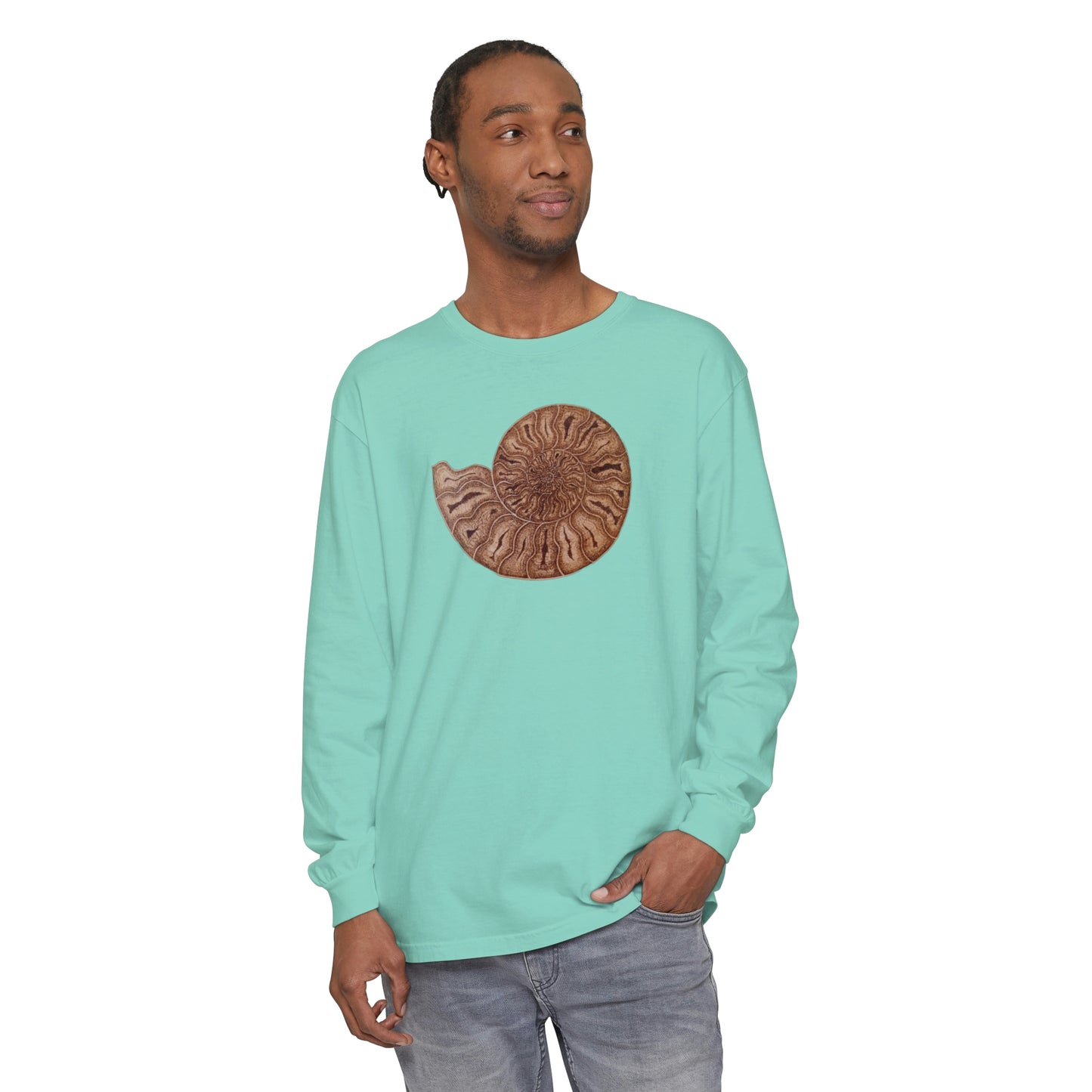 Unisex Garment-dyed Long Sleeve T-Shirt - Half Moon