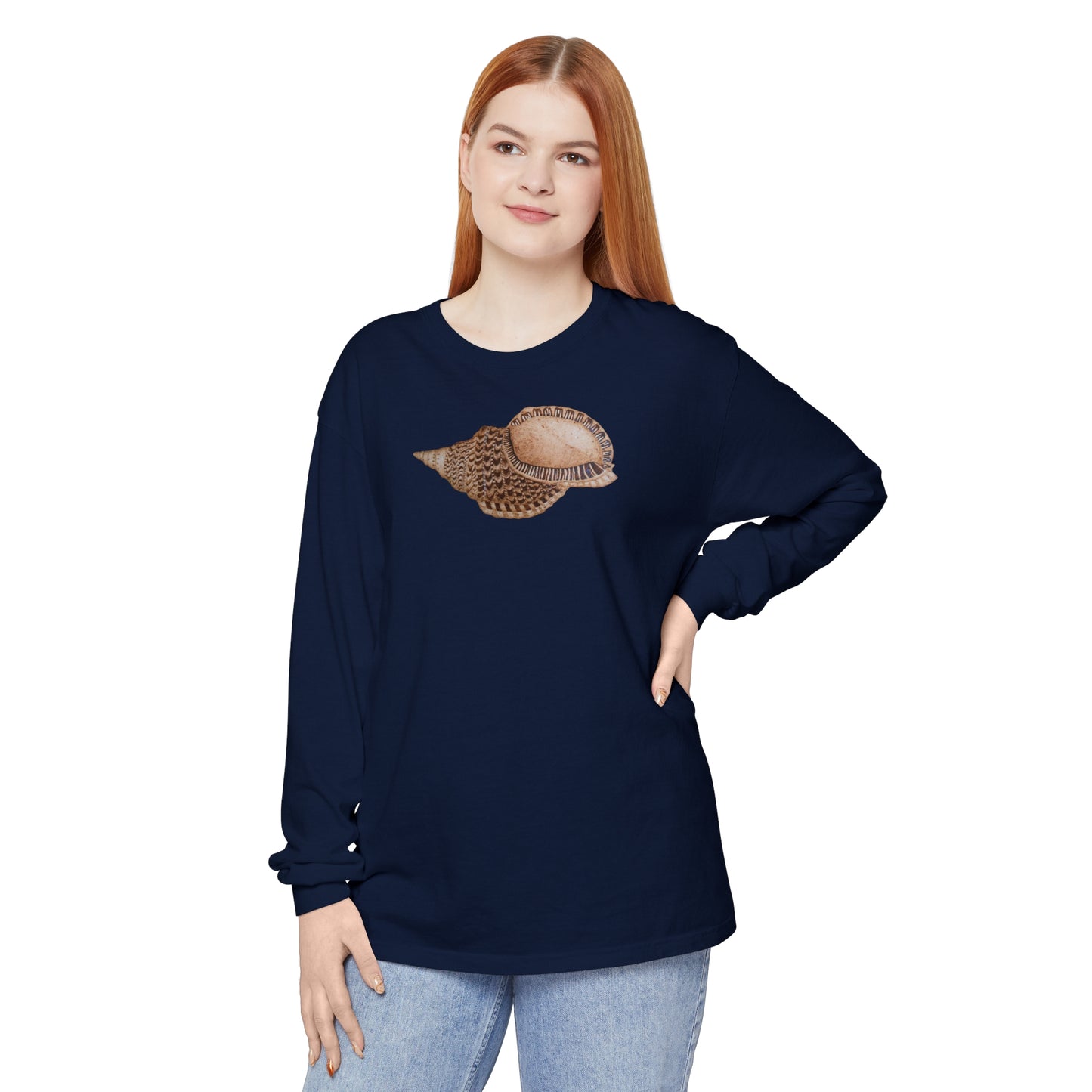 Unisex Garment-dyed Long Sleeve T-Shirt - Triton Conch