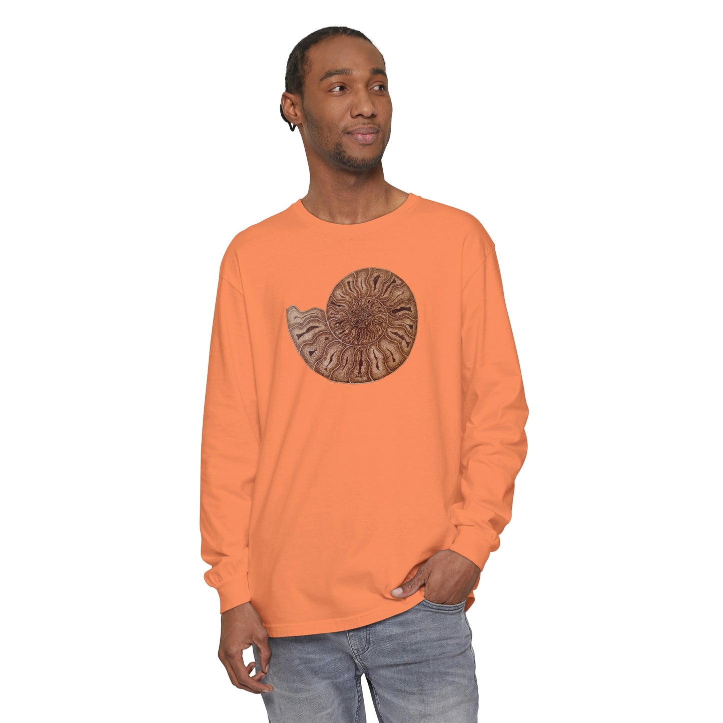 Unisex Garment-dyed Long Sleeve T-Shirt - Half Moon