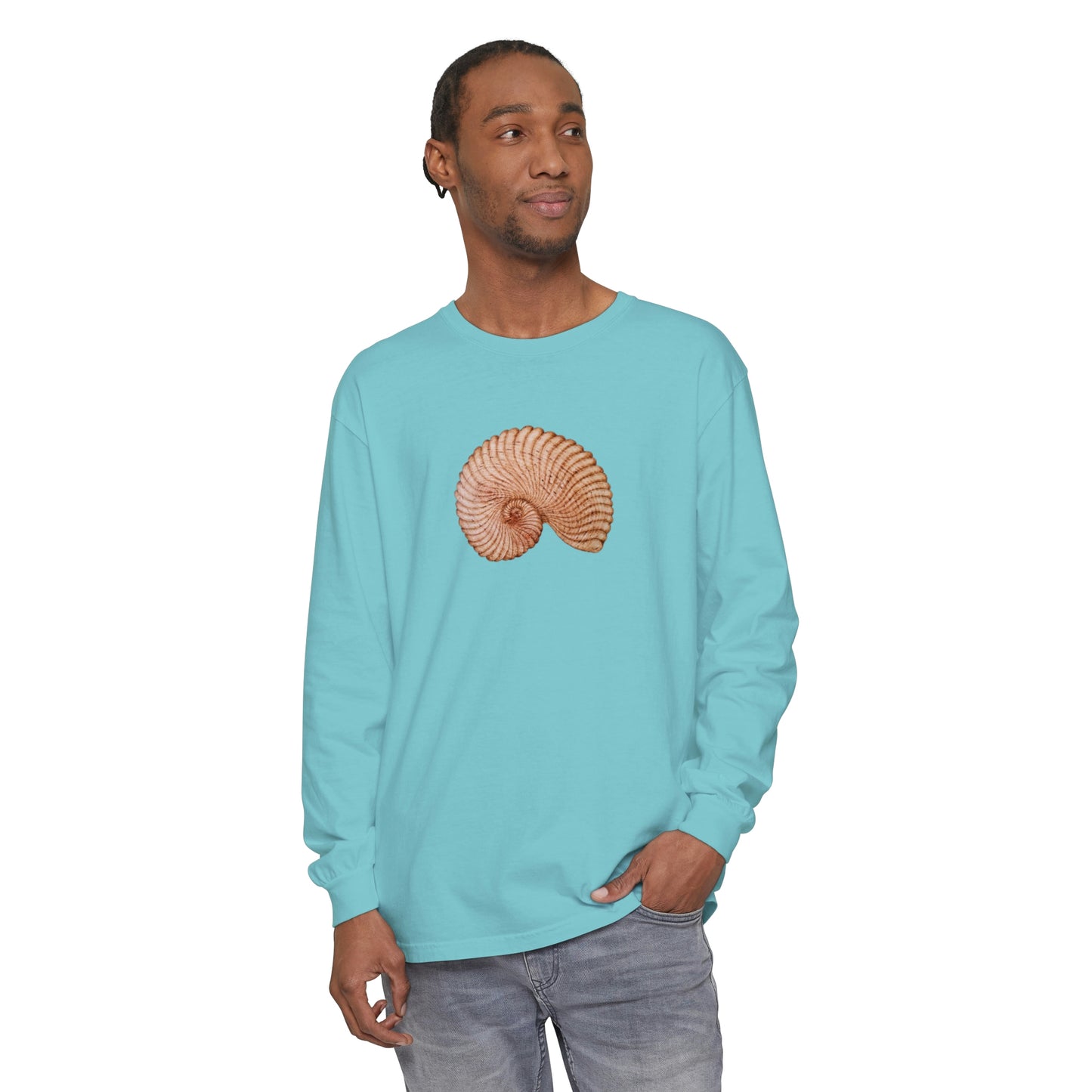 Unisex Garment-dyed Long Sleeve T-Shirt - Heaven Shell