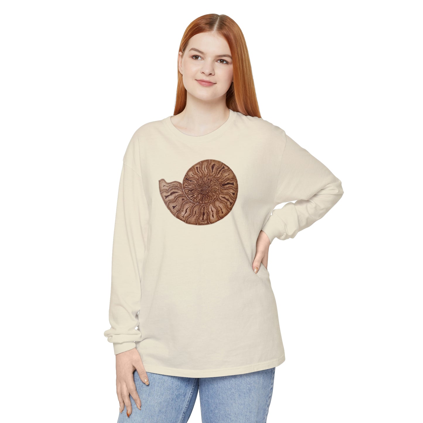 Unisex Garment-dyed Long Sleeve T-Shirt - Half Moon