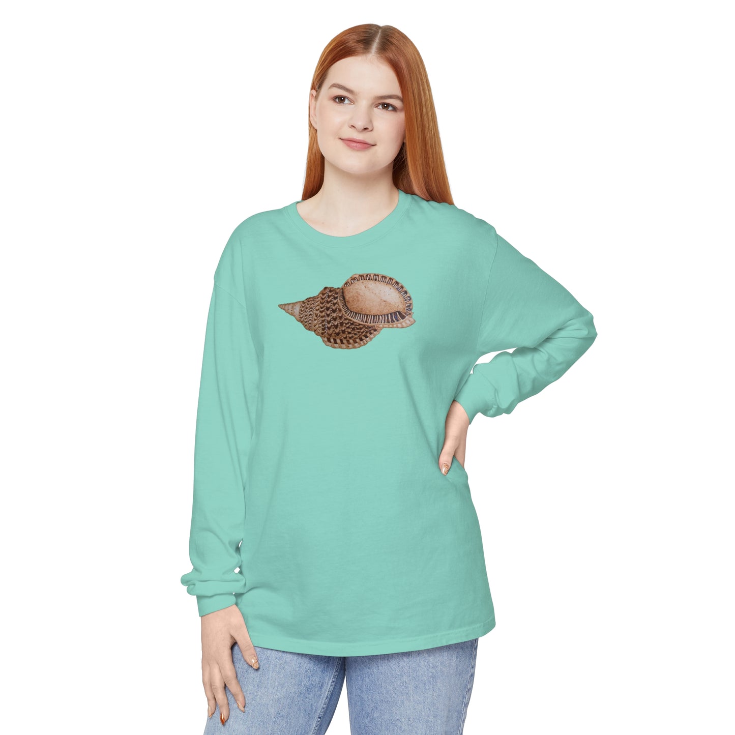 Unisex Garment-dyed Long Sleeve T-Shirt - Triton Conch