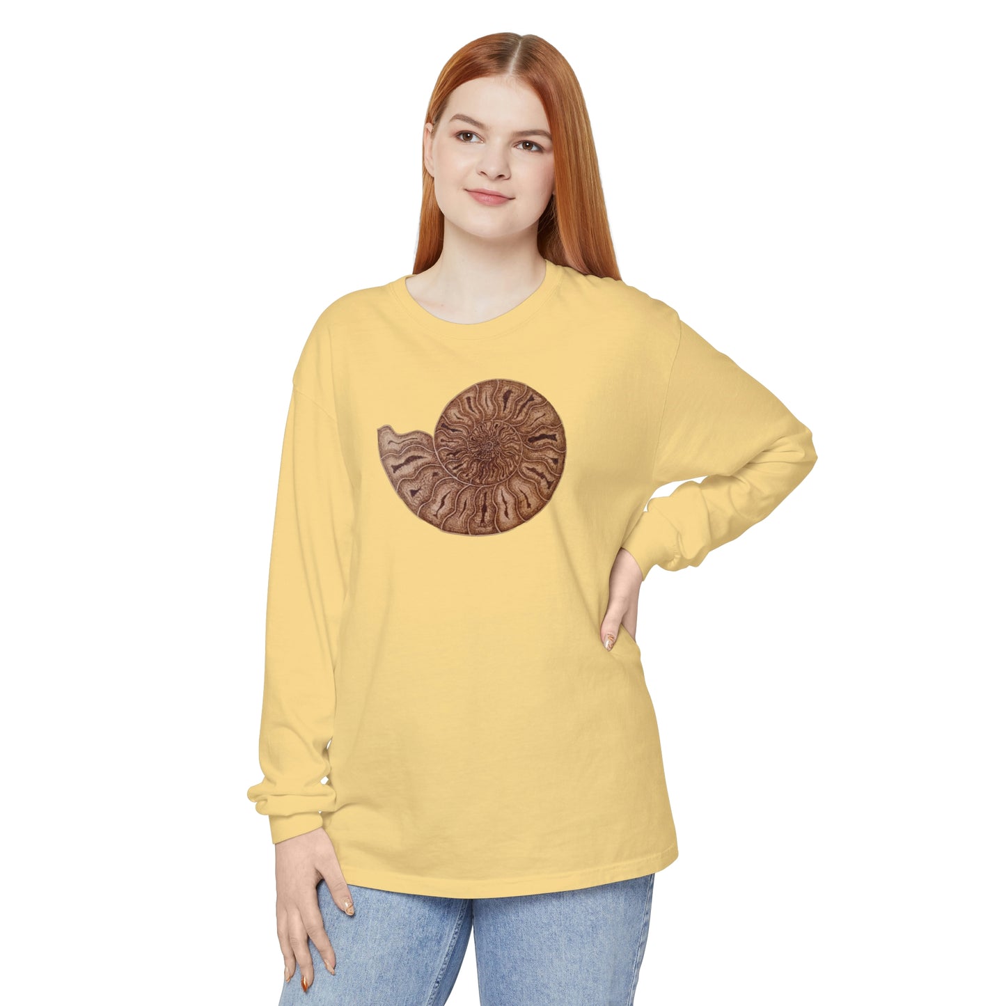 Unisex Garment-dyed Long Sleeve T-Shirt - Half Moon